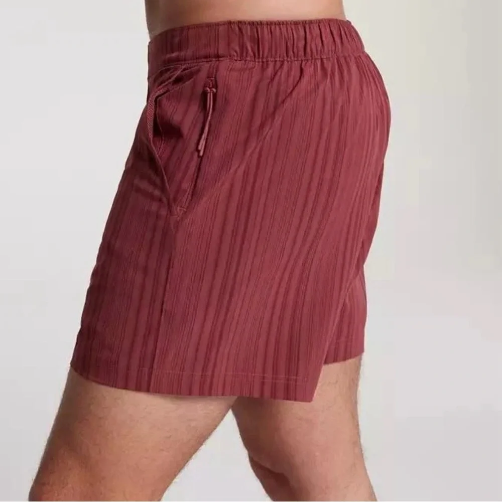 NWT VRST Men's Resort Shorts Brief Lined Striped Burgundy Size Med